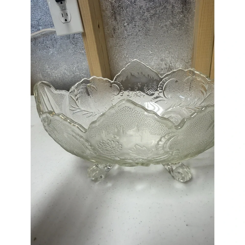 Vintage Jeanette Lombardi Footed Clear Serving/Candy Dish 11